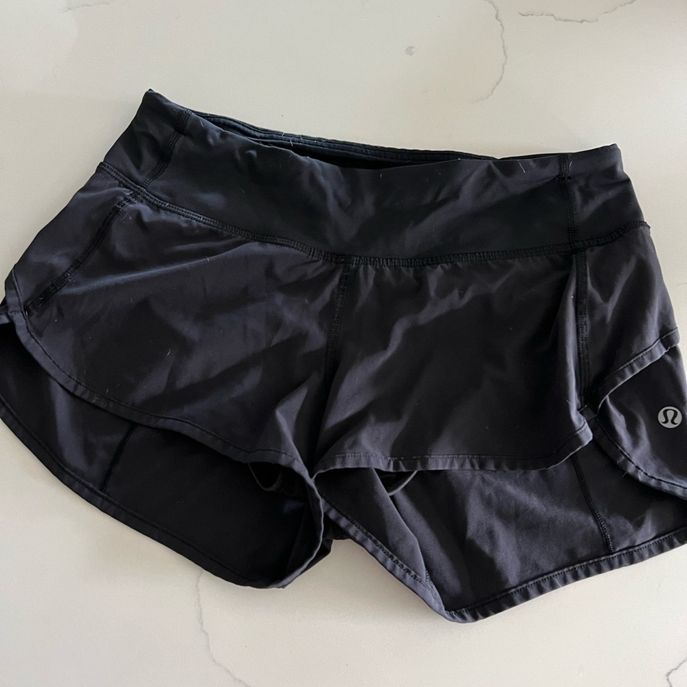Lululemon Athletica Black Athletic Shorts with Moisture-Wicking Fabric